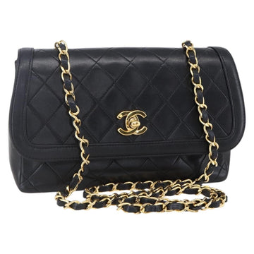 CHANEL Shoulder Bag Shoulder Bag Lamb Skin Black Gold CC Auth fm4908V