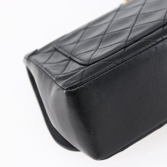 CHANEL Shoulder Bag Shoulder Bag Lamb Skin Black Gold CC Auth fm4908V