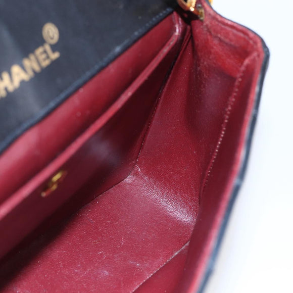 CHANEL Shoulder Bag Shoulder Bag Lamb Skin Black Gold CC Auth fm4908V