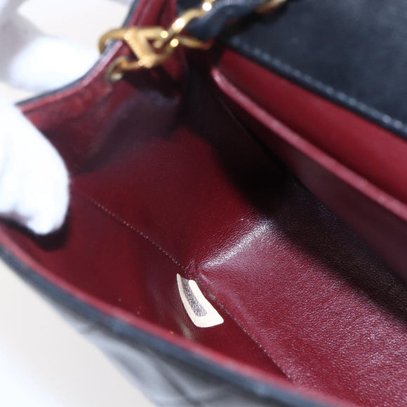 CHANEL Shoulder Bag Shoulder Bag Lamb Skin Black Gold CC Auth fm4908V