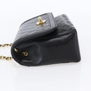 CHANEL Shoulder Bag Shoulder Bag Lamb Skin Black Gold CC Auth fm4908V-4
