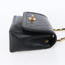 CHANEL Shoulder Bag Shoulder Bag Lamb Skin Black Gold CC Auth fm4908V-5