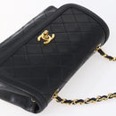 CHANEL Shoulder Bag Shoulder Bag Lamb Skin Black Gold CC Auth fm4908V-6