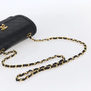 CHANEL Shoulder Bag Shoulder Bag Lamb Skin Black Gold CC Auth fm4908V-7