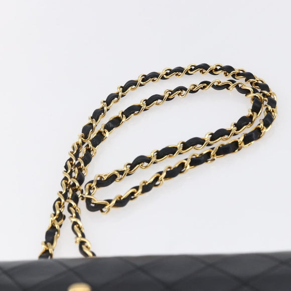 CHANEL Shoulder Bag Shoulder Bag Lamb Skin Black Gold CC Auth fm4908V