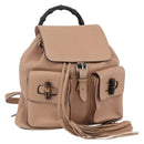 GUCCI Bamboo Backpack Leather Beige Gold 370833 Auth fm4914-1