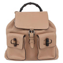 GUCCI Bamboo Backpack Leather Beige Gold 370833 Auth fm4914-13