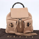 GUCCI Bamboo Backpack Leather Beige Gold 370833 Auth fm4914-12