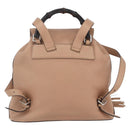 GUCCI Bamboo Backpack Leather Beige Gold 370833 Auth fm4914-2