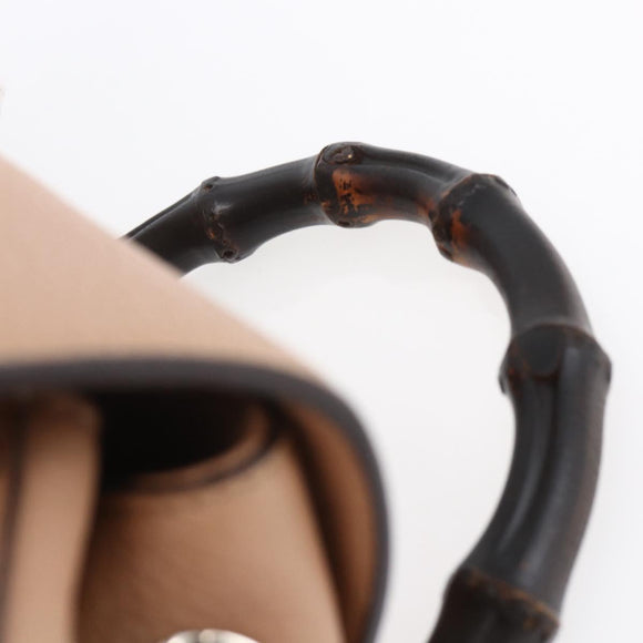 GUCCI Bamboo Backpack Leather Beige Gold 370833 Auth fm4914