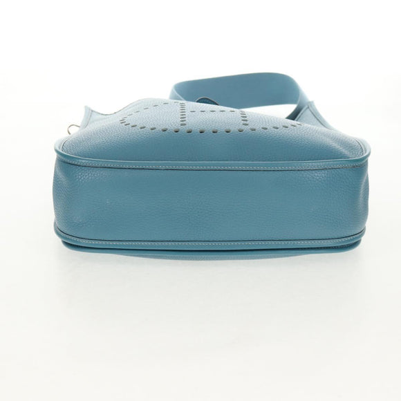 HERMES Evelyn 2GM Bag Taurillon ClemenceLeather Blue Silver Auth fm4915V