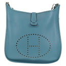 HERMES Evelyn 2GM Bag Taurillon ClemenceLeather Blue Silver Auth fm4915V-13