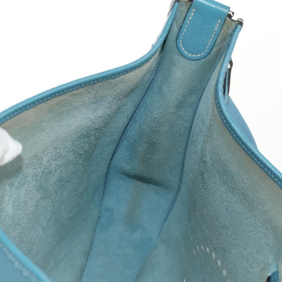 HERMES Evelyn 2GM Bag Taurillon ClemenceLeather Blue Silver Auth fm4915V