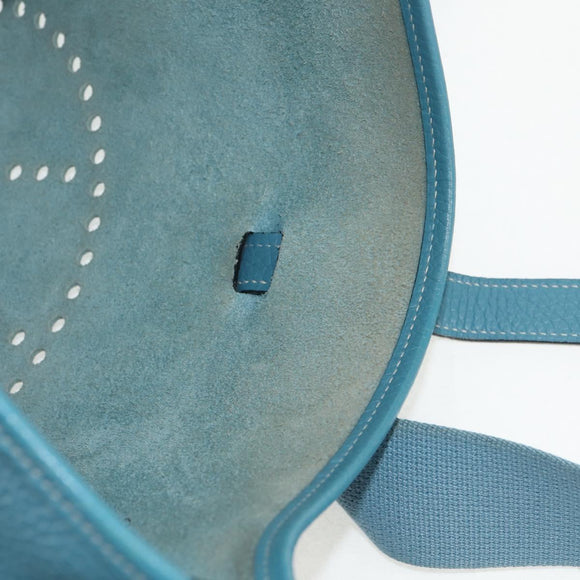 HERMES Evelyn 2GM Bag Taurillon ClemenceLeather Blue Silver Auth fm4915V
