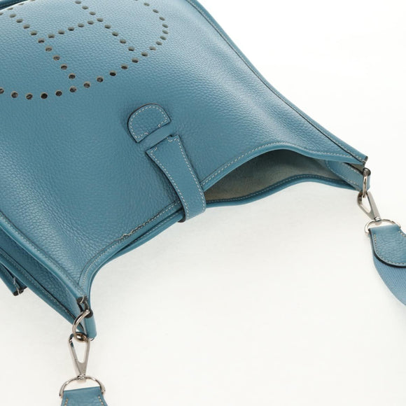 HERMES Evelyn 2GM Bag Taurillon ClemenceLeather Blue Silver Auth fm4915V