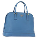 PRADA Hand Bag Safiano leather Blue Gold Auth fm4916-1