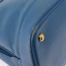 PRADA Hand Bag Safiano leather Blue Gold Auth fm4916-9