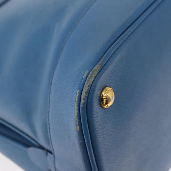 PRADA Handtas Safiano leer Blauw Goud Orig. fm4916