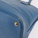 PRADA Hand Bag Safiano leather Blue Gold Auth fm4916-14