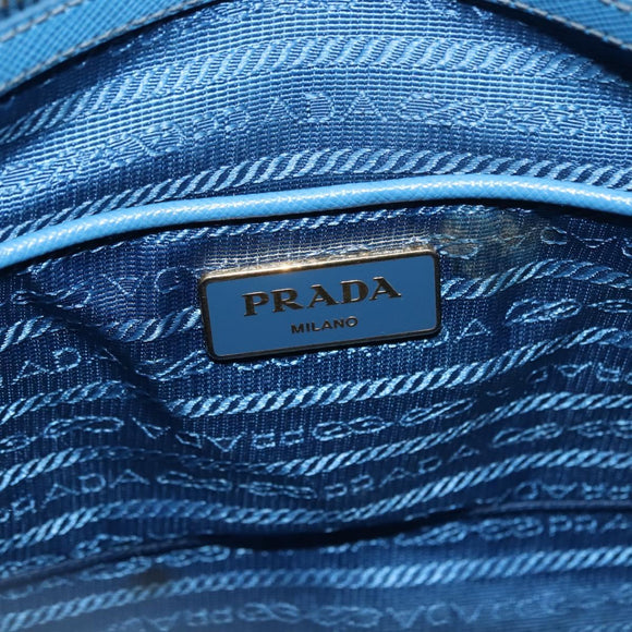 PRADA Handtas Safiano leer Blauw Goud Orig. fm4916
