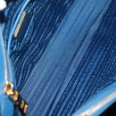 PRADA Hand Bag Safiano leather Blue Gold Auth fm4916-10
