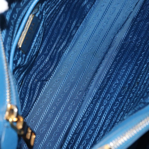 PRADA Handtas Safiano leer Blauw Goud Orig. fm4916