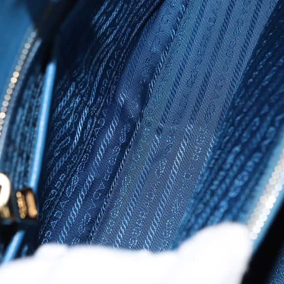 PRADA Handtas Safiano leer Blauw Goud Orig. fm4916