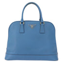 PRADA Hand Bag Safiano leather Blue Gold Auth fm4916-13