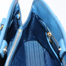 PRADA Hand Bag Safiano leather Blue Gold Auth fm4916-23