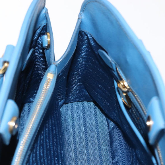 PRADA Handtas Safiano leer Blauw Goud Orig. fm4916