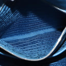 PRADA Hand Bag Safiano leather Blue Gold Auth fm4916-24