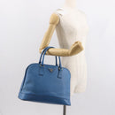 PRADA Hand Bag Safiano leather Blue Gold Auth fm4916-25