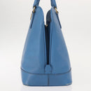 PRADA Hand Bag Safiano leather Blue Gold Auth fm4916-3