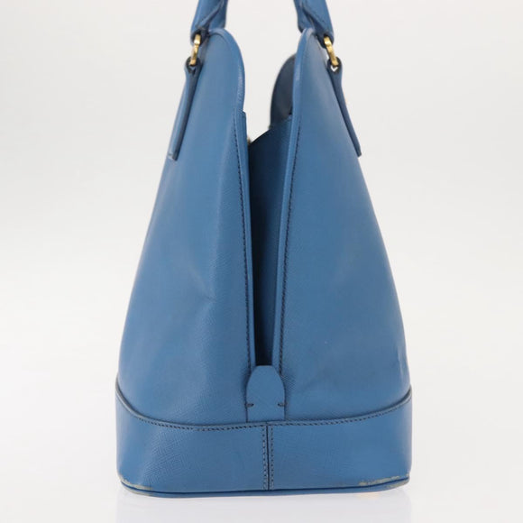 PRADA Hand Bag Safiano leather Blue Gold Auth fm4916