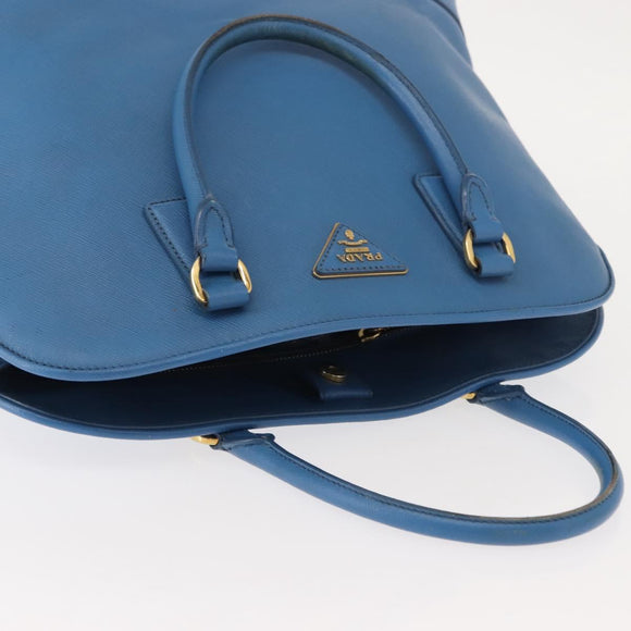 PRADA Handtas Safiano leer Blauw Goud Orig. fm4916