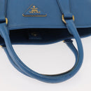 PRADA Handtas Safiano leer Blauw Goud Orig. fm4916-7