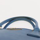 PRADA Hand Bag Safiano leather Blue Gold Auth fm4916-8