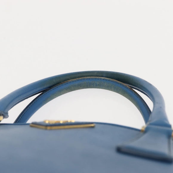 PRADA Handtas Safiano leer Blauw Goud Orig. fm4916