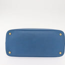 PRADA Handtas Safiano leer Blauw Goud Orig. fm4916-5