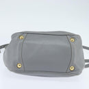 PRADA Hand Bag Leather 2way Gray Gold Auth fm4917-5