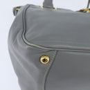 PRADA Hand Bag Leather 2way Gray Gold Auth fm4917-18