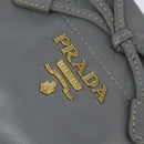PRADA Hand Bag Leather 2way Gray Gold Auth fm4917-19
