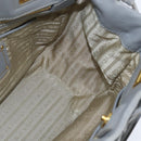 PRADA Hand Bag Leather 2way Gray Gold Auth fm4917-21