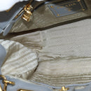 PRADA Hand Bag Leather 2way Gray Gold Auth fm4917-22