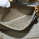 PRADA Hand Bag Leather 2way Gray Gold Auth fm4917-23