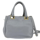 PRADA Hand Bag Leather 2way Gray Gold Auth fm4917-2