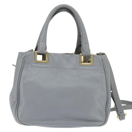 PRADA Hand Bag Leather 2way Gray Gold Auth fm4917 - 0
