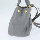 PRADA Hand Bag Leather 2way Gray Gold Auth fm4917-4