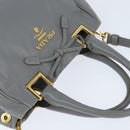 PRADA Hand Bag Leather 2way Gray Gold Auth fm4917-6