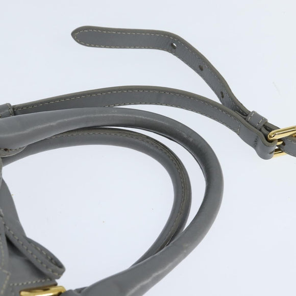 PRADA Hand Bag Leather 2way Gray Gold Auth fm4917
